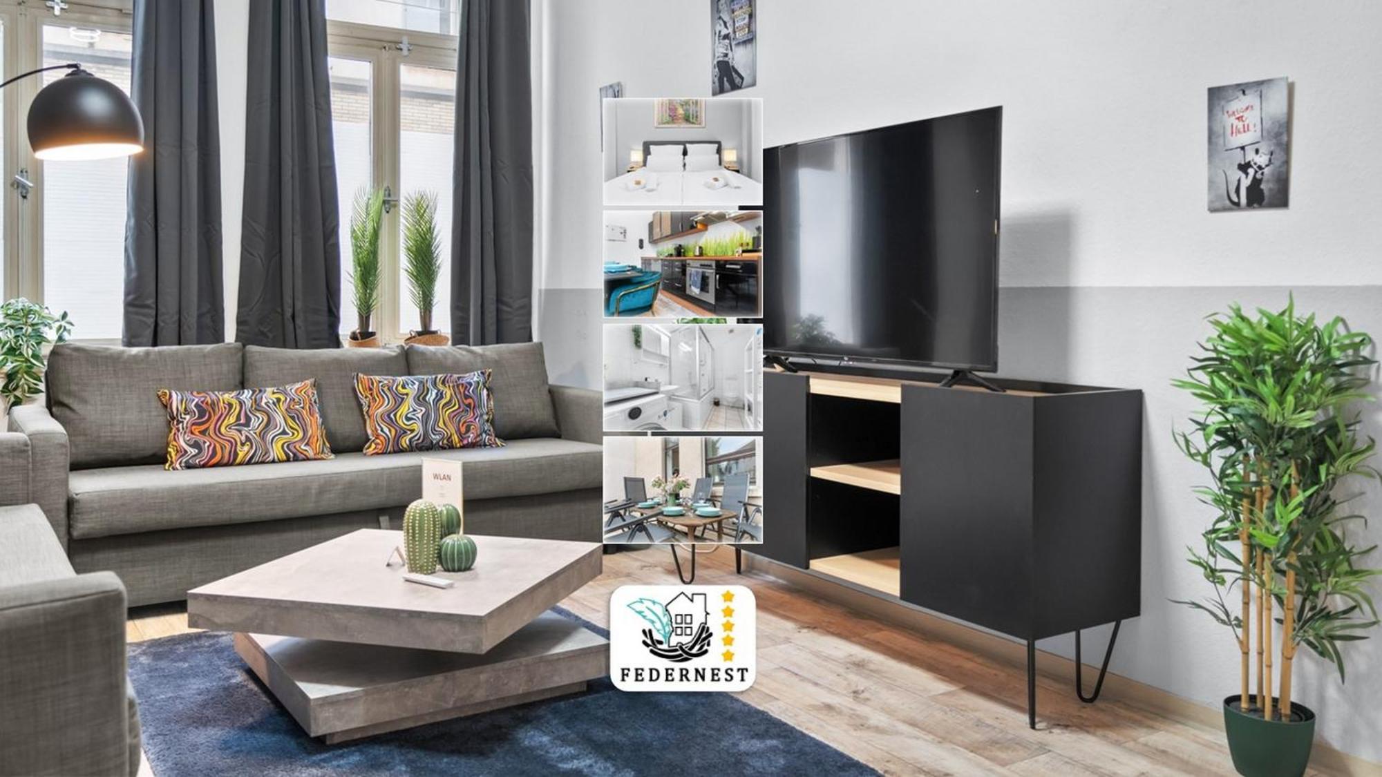 Apartment Tolles Design, Hochwertig, Vollausstattung, 3 Zimmer, Grosses Bad & Gaeste-wc, Grosse Kueche, 3 X Smart Tv, 11 Min Zum Hbf